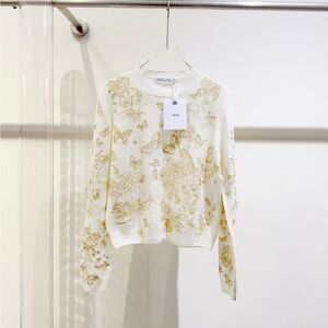Authentic Dior White and Gold Floral Sweatshirt